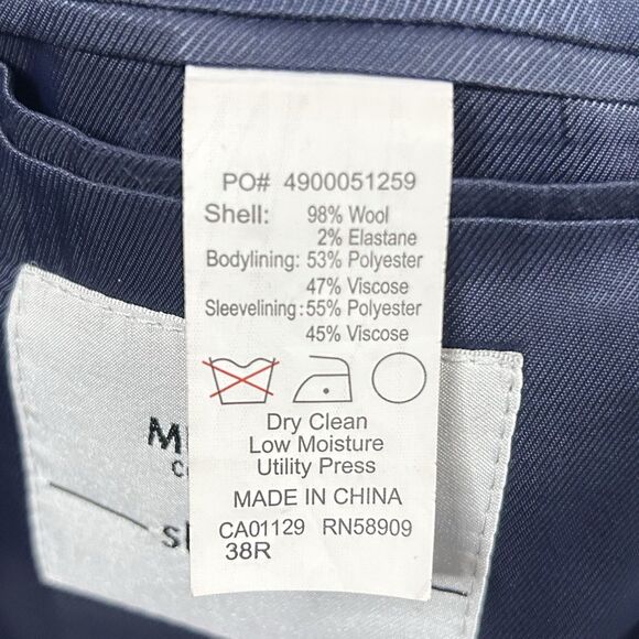 Murano 38R Slim Fit Sport Coat Wool Blend Navy Blue Two Button Double Vented - Picture 4 of 9